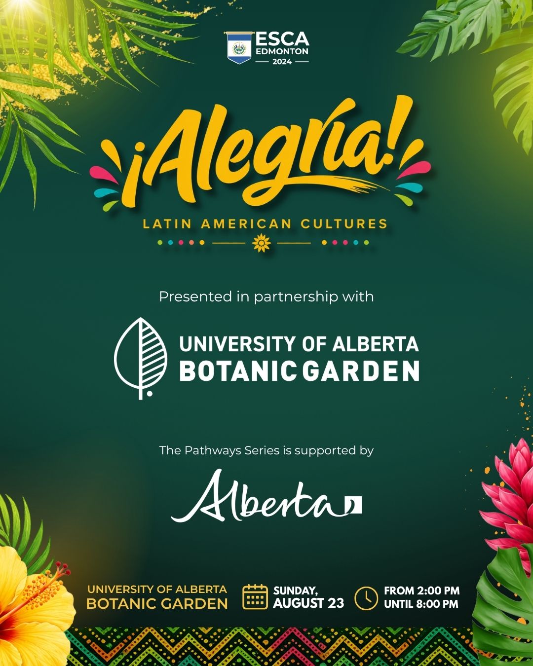 Alegría is presented in partnership with the University of Alberta Botanic Garden. The Pathways Series is supported by the Government of Alberta.
